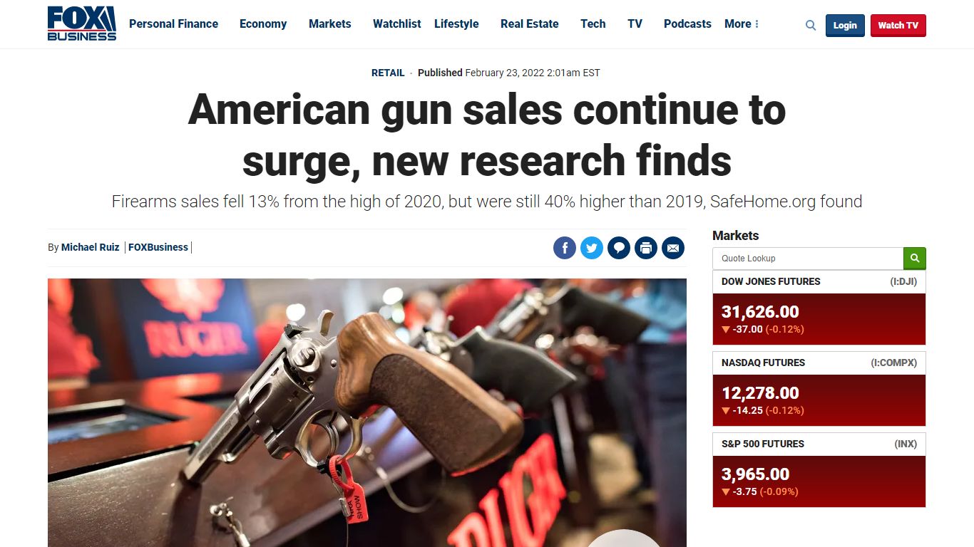 American gun sales continue to surge, new research finds